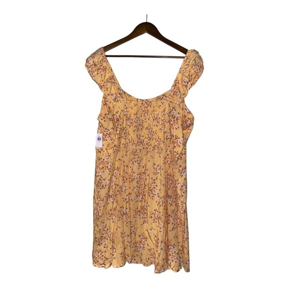 Old Navy Yellow Floral Sleeveless Smocked 2XL‎ Mini Dress Summer Travel Vacation - Picture 2 of 5